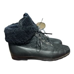 Black Leather Lace-Up Winter & Rain Boots Designed in Australia